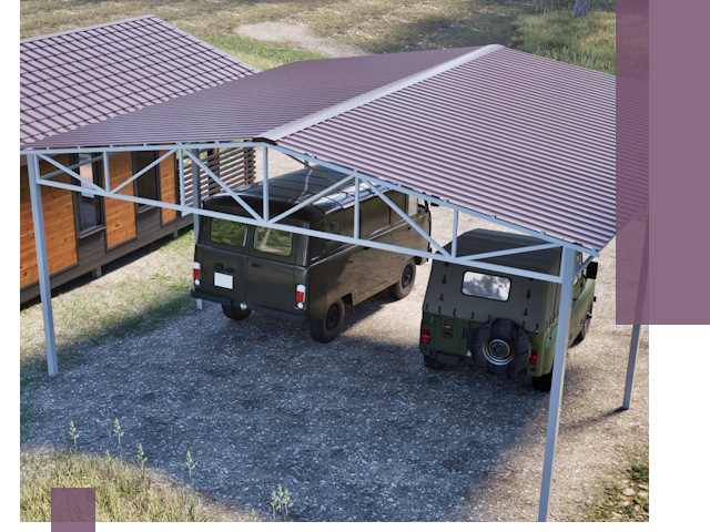 Двускатные навесы под ключ в Нововоронеже — изготовление и монтаж